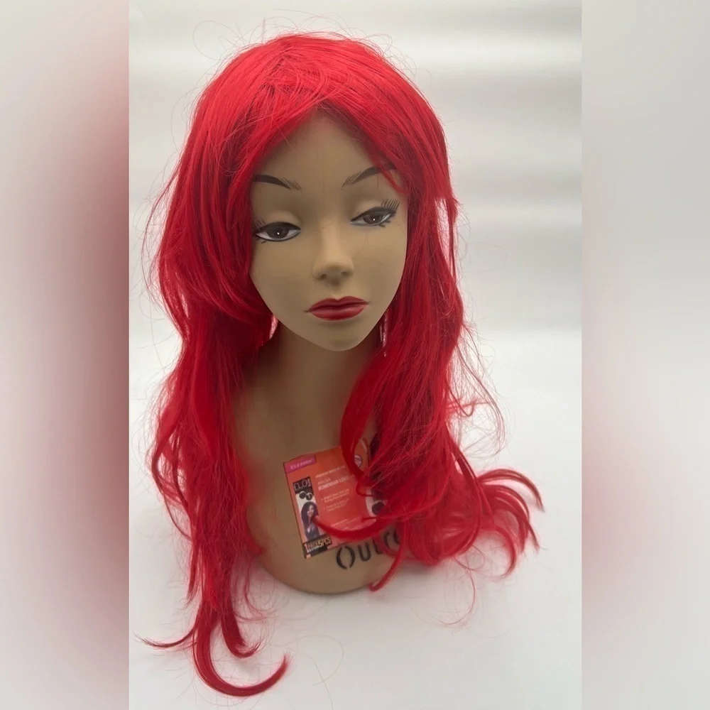 Red Anime Style Wig Long Synthetic Hair